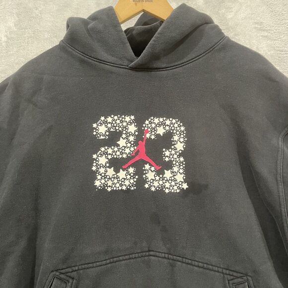 Jordan Hoodie Pullover Sweatshirt Unisex 2X Large Black Pink‎ Stars Logo Y2K - Picture 3 of 9